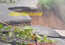 Longsor Badan Jalan Nasional Muara Emat Arah Bangko, Pengendara Diminta Hati-hati