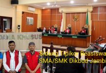 Sidang Perdana Mukti Cs Tersangka Kasus Korupsi Rp.3,2 M Beasiswa SMA dan SMK Dikbud Provinsi Jambi
