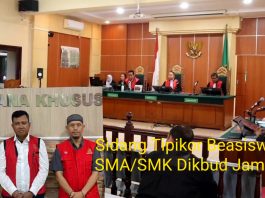 Sidang Perdana Mukti Cs Tersangka Kasus Korupsi Rp.3,2 M Beasiswa SMA dan SMK Dikbud Provinsi Jambi