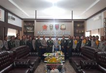 HUT TNI ke-79, Kasdim Jambi Sambut Kapolresta dan Kapolres Muaro Jambi dengan Hangat