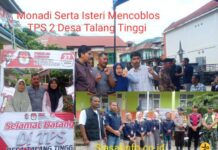 Monadi Cabup Kerinci Dan Isteri Serta 2 Anaknya Usai Coblos di TPS 2, Disambut Selfi Ria Masyarakat Talang Tinggi