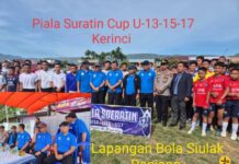 5 Hari Pertandingan Bola Kaki Piala Suratin Cup Kerinci Digelar Lapangan Bola Siulak Panjang