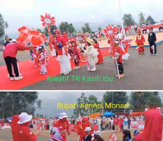 Semarak HUT RI Ke-80, Pawai Ratusan Anak TK Kerinci Bikin Bupati Monadi Bergoyang