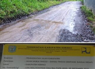 Parah! Senilai Rp 600 Juta Aspal Mukai Tinggi Dikerjakan CV ABK Tampar Muka Bupati