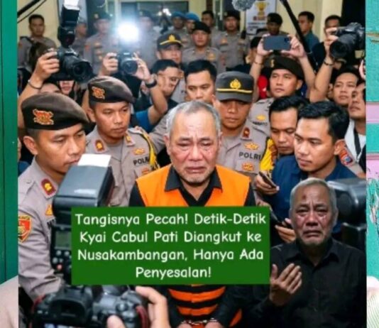 Detik-Detik Kyai Cabul Pati Diangkut ke Penjara Nusakambangan Disorot Kilauan Kamera Pers