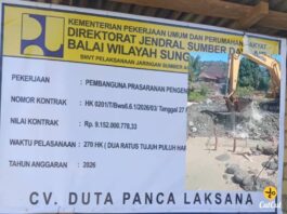 Sarat Korupsi, Rp 9,1 M Proyek BWSS VI Sungai Batang Merao Kerinci Dikerjakan CV Duta Panca Laksana