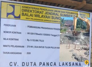 Sarat Korupsi, Rp 9,1 M Proyek BWSS VI Sungai Batang Merao Kerinci Dikerjakan CV Duta Panca Laksana