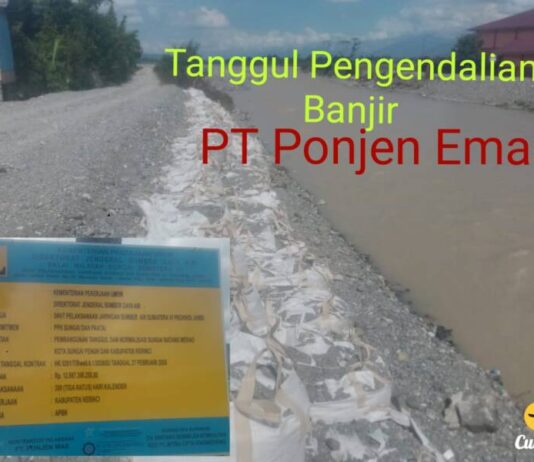Lucu!! Proyek BWSS VI Rp 12,9 M Dikerjakan PT Ponjen Emas di Sungai Batang Merao Kerinci Cuma Tanggul Karung