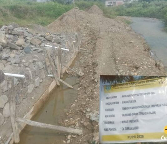 Menguap! Proyek Tanggap Darurat PUPR Kerinci Sungai Hamparan Pugu Dinilai Tak Layak
